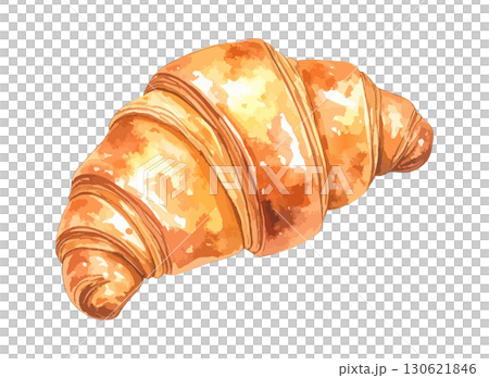 Watercolor illustration of a croissant - AI generation 130621846