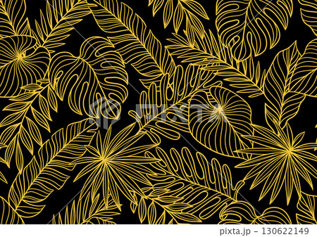 Pattern with linear palm leaves. Decorative image of tropical foliage and plants. 130622149