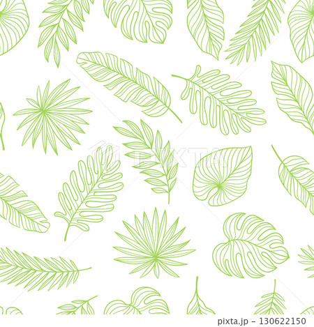 Pattern with linear palm leaves. Decorative image of tropical foliage and plants. 130622150