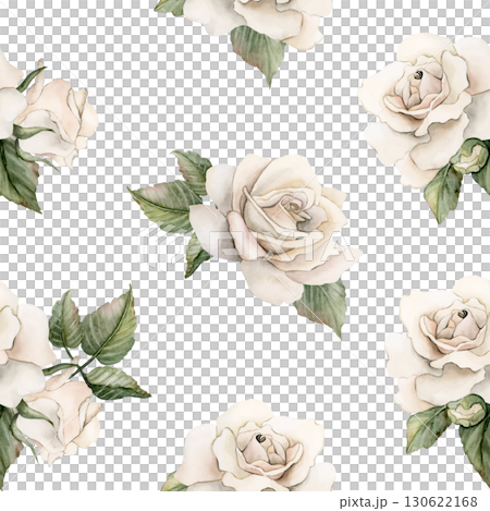 White Roses with leaves Watercolor hand painted Victorian floral seamless pattern on white background rustic garden flowers for wedding design home textile fabric crockery table cloth wrapping paper White Roses with leaves Watercolor hand painted Victorian floral seamless pattern on white background rustic garden flowers for wedding design home textile fabric crockery table cloth wrapping paper 130622168