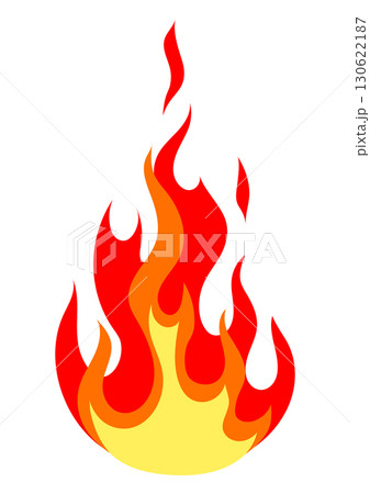 Illustration of stylized fire or flame. Burning red fire or bonfire. 130622187