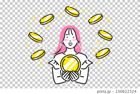 Person Young woman holding coin 130622324