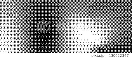 Abstract halftone wave pattern in black and white stippling style, monochrome texture of dots, optical pop art illusion, futuristic twisted grunge pattern, vector background for modern decor Abstract halftone wave pattern in black and white stippling style, monochrome texture of dots, optical pop art illusion, futuristic twisted grunge pattern, vector background for modern decor 130622347