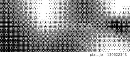 Abstract halftone wave pattern in black and white stippling style, monochrome texture of dots, optical pop art illusion, futuristic twisted grunge pattern, vector background for modern decor Abstract halftone wave pattern in black and white stippling style, monochrome texture of dots, optical pop art illusion, futuristic twisted grunge pattern, vector background for modern decor 130622348