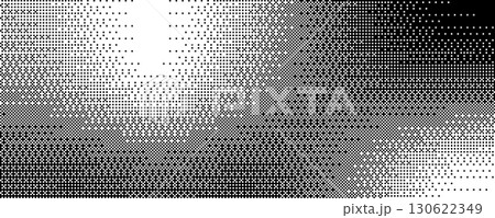 Abstract halftone wave pattern in black and white stippling style, monochrome texture of dots, optical pop art illusion, futuristic twisted grunge pattern, vector background for modern decor Abstract halftone wave pattern in black and white stippling style, monochrome texture of dots, optical pop art illusion, futuristic twisted grunge pattern, vector background for modern decor 130622349