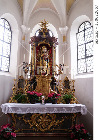 Virgin Mary with baby Jesus, altar in the monastery church of St. John in Ursberg, Germany Virgin Mary with baby Jesus, altar in the monastery church of St. John in Ursberg, Germany 130622667