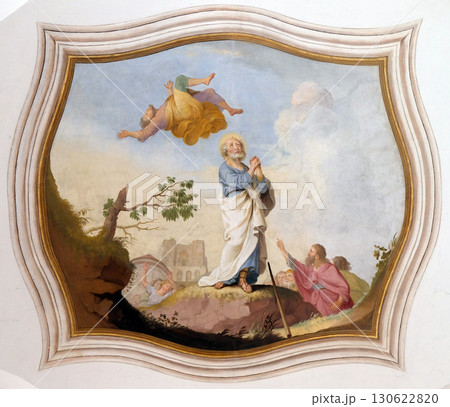 Scenes from the life of St. Peter, the frescoes on the ceiling of the monastery church of St. John in Ursberg, Germany 130622820