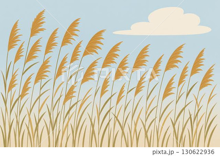 ヨシ原　アシ原　ベクター 130622936