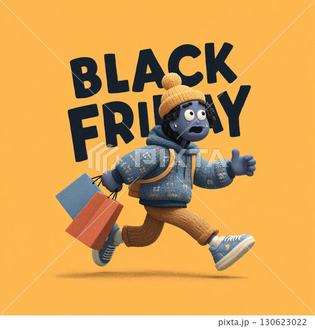 Playful Cartoon Style Black Friday Banner with Bright Colors 130623022