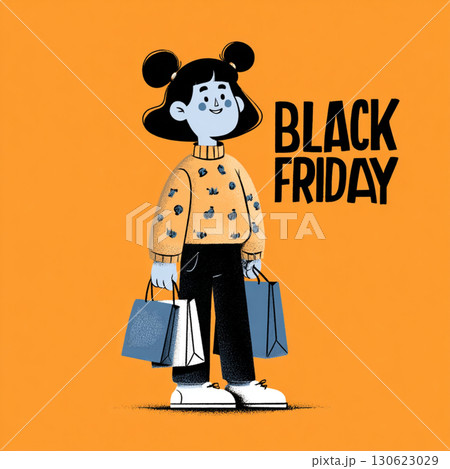 Playful Cartoon Style Black Friday Banner with Bright Colors 130623029