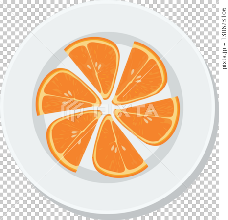 Vector illustration of orange slices served on a plate 130623106