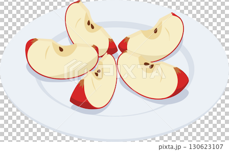 Vector illustration of cut apples on a plate 130623107