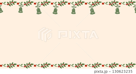 A festive Christmas pixel art border with a top and bottom design of holly and bells. Simple and elegant, perfect for holiday cards, banners, digital backgrounds. A festive Christmas pixel art border with a top and bottom design of holly and bells. Simple and elegant, perfect for holiday cards, banners, digital backgrounds. 130623235