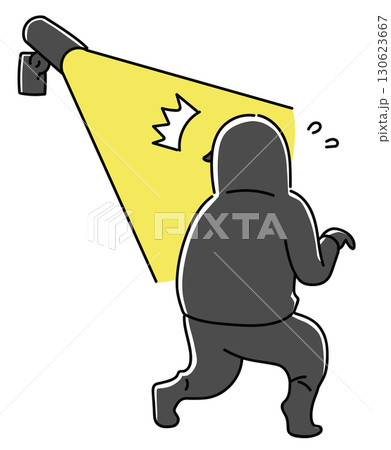 センサーライトに照らされる泥棒 130623667