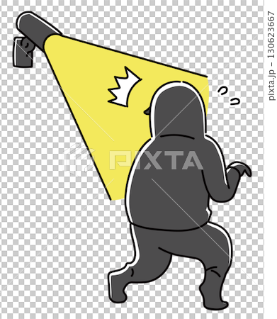 センサーライトに照らされる泥棒 130623667