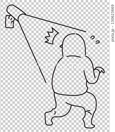 Thief illuminated by sensor light_line drawing Thief illuminated by sensor light_line drawing 130623669