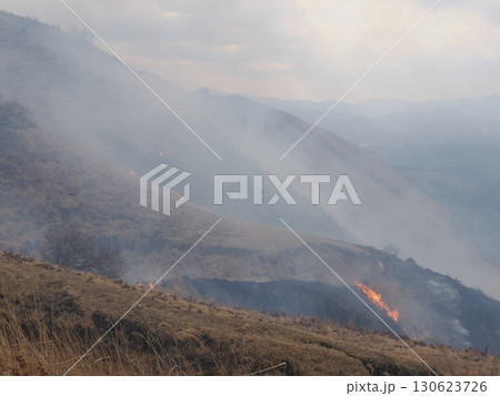 炎と煙の境界 ― 樅木牧野に響く野焼きの季節 130623726