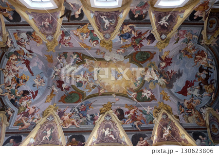 Fresco on the ceiling of the Cathedral dedicated to St. Nicholas in Ljubljana, Slovenia Fresco on the ceiling of the Cathedral dedicated to St. Nicholas in Ljubljana, Slovenia 130623806