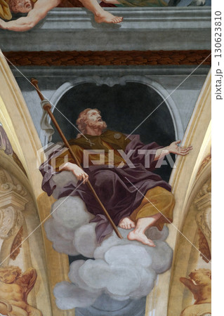 Saint James the Apostle, fresco on the ceiling  of the Cathedral of St Nicholas in Ljubljana, Slovenia 130623810