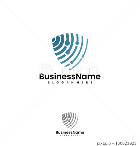 High technology shield security signal scanner logo company 130623923