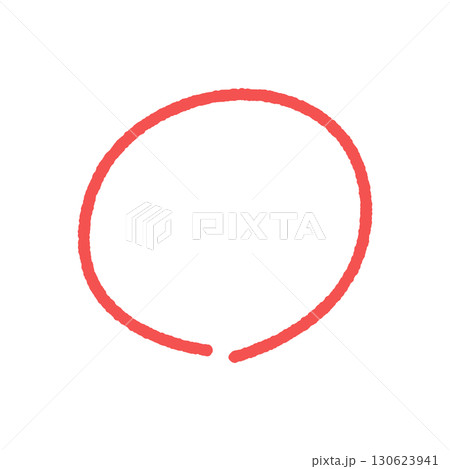 手書きの赤い丸の囲み線 - シンプルでかわいいフレーム･装飾のパーツ･正解のマルの記号のデザイン素材 130623941