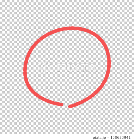 手書きの赤い丸の囲み線 - シンプルでかわいいフレーム･装飾のパーツ･正解のマルの記号のデザイン素材 130623941