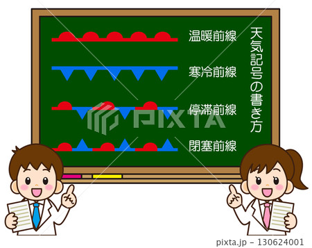 黒板で前線の説明をする子供のイラスト素材 黒板で前線の説明をする子供のイラスト素材 130624001