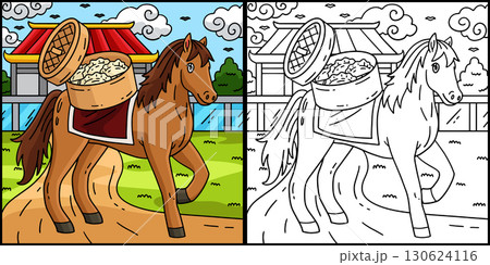 Year of the Horse 2026 with Dumplings Illustration 130624116