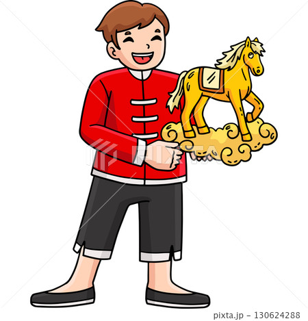 Year of the Horse Child Horse Statuette Clipart Year of the Horse Child Horse Statuette Clipart 130624288