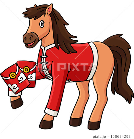 Year of the Horse 2026 Fortune Envelopes Clipart  130624292