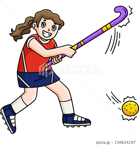 Field Hockey Female Player Hitting Ball Clipart Field Hockey Female Player Hitting Ball Clipart 130624297