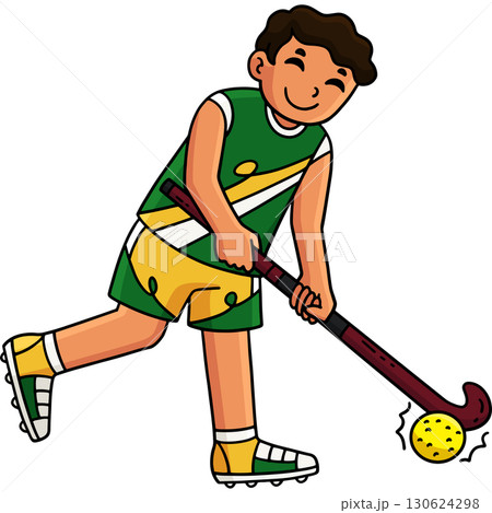 Field Hockey Male Player Directing Ball Clipart  130624298