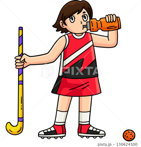 Female Field Hockey Player Water Break Clipart  130624300