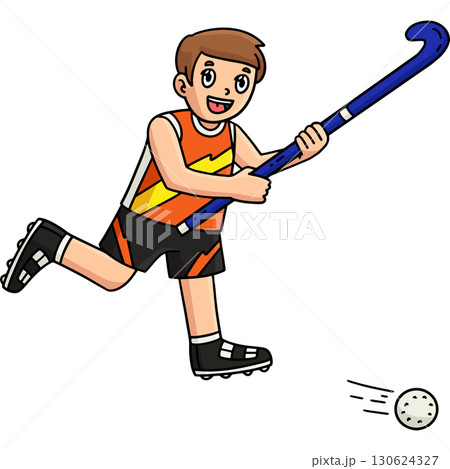 Field Hockey Male Player Chasing the Ball Clipart Field Hockey Male Player Chasing the Ball Clipart 130624327