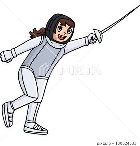 Fencing Female Fencer doing a Riposte Clipart Fencing Female Fencer doing a Riposte Clipart 130624333