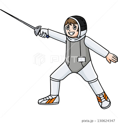 Fencing Male Fencer Lunging Cartoon Clipart Fencing Male Fencer Lunging Cartoon Clipart 130624347