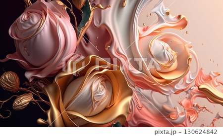 Brightly colorful abstract flowers.Art background.Generative ai. 130624842