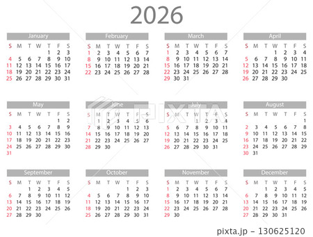 Minimalist 2026 Calendar Layout Featuring All Months Highlighted. Minimalist 2026 Calendar Layout Featuring All Months Highlighted. 130625120