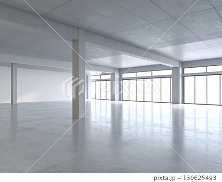 ミニマルな都会の空きオフィスインテリア。AI生成画像。 130625493