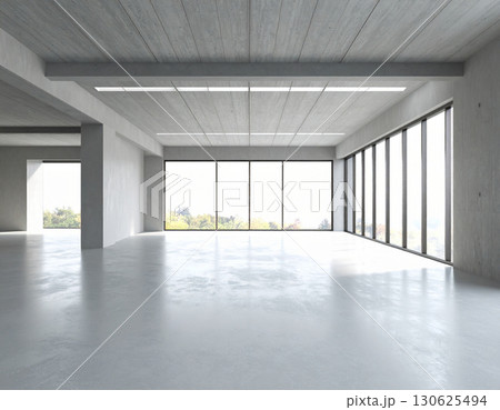 ミニマルな都会の空きオフィスインテリア。AI生成画像。 ミニマルな都会の空きオフィスインテリア。AI生成画像。 130625494