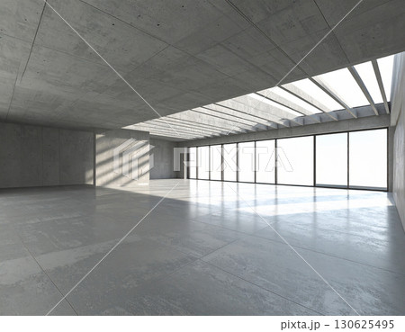 ミニマルな都会の空きオフィスインテリア。AI生成画像。 130625495