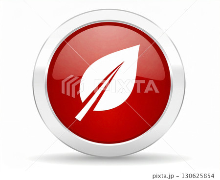 エコを感じる葉のイラストボタン素材。AI生成画像。 130625854