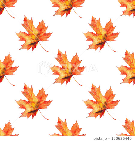 Delicate autumn maple leaf pattern in watercolor style with warm tones and intricate details. Versatile design for paper goods and seasonal content 130626440