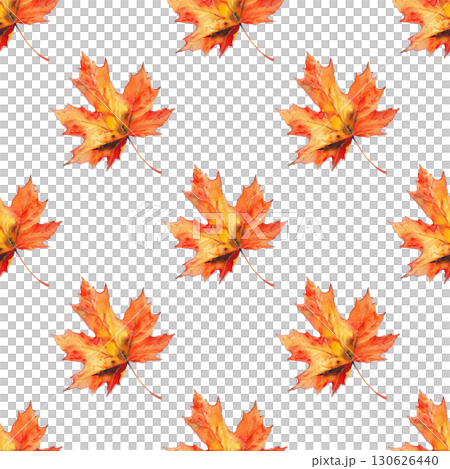 Delicate autumn maple leaf pattern in watercolor style with warm tones and intricate details. Versatile design for paper goods and seasonal content 130626440