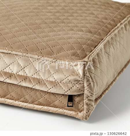 Beige velvet cushion with diamond pattern stitching Beige velvet cushion with diamond pattern stitching 130626642