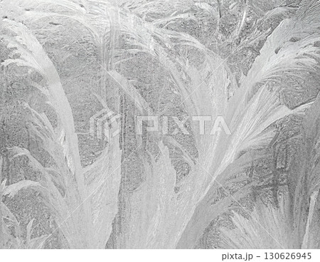 Abstract frosted glass texture with intricate icy patterns and cold tones 130626945