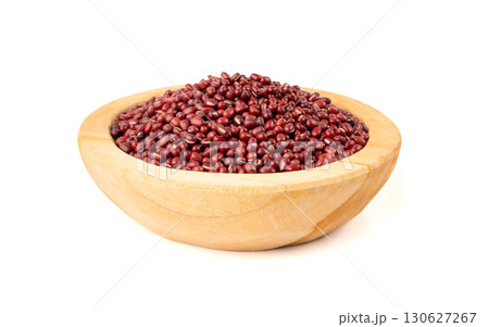 Red adzuki beans isolated, raw azuki bean pile, Vigna angularis legume seeds, dry red mung bean 130627267