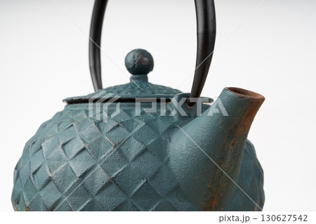 Antique iron teapot. Chinese dark green kettle, metal heavy Japanese tea pot Antique iron teapot. Chinese dark green kettle, metal heavy Japanese tea pot 130627542