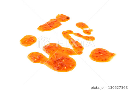 Nuoc Cham Orange Sauce Isolated, Red Asian Jelly Dip Smear, Hot Pepper Vietnamese Sauce 130627568