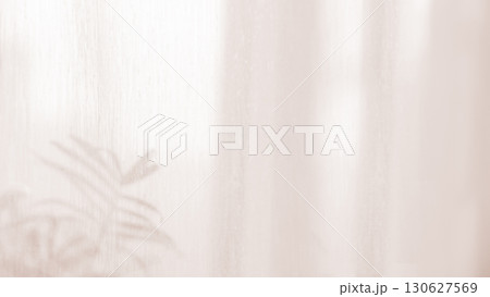 Sunlight on curtain, blurred shadow tulle background, sheer curtains, silk veil fabric 130627569